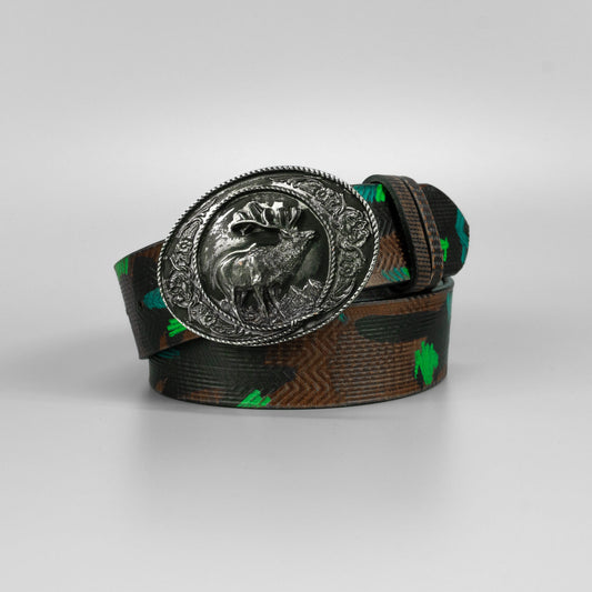 Ručne vyrobený pánsky kožený opasok do riflí "Deer"