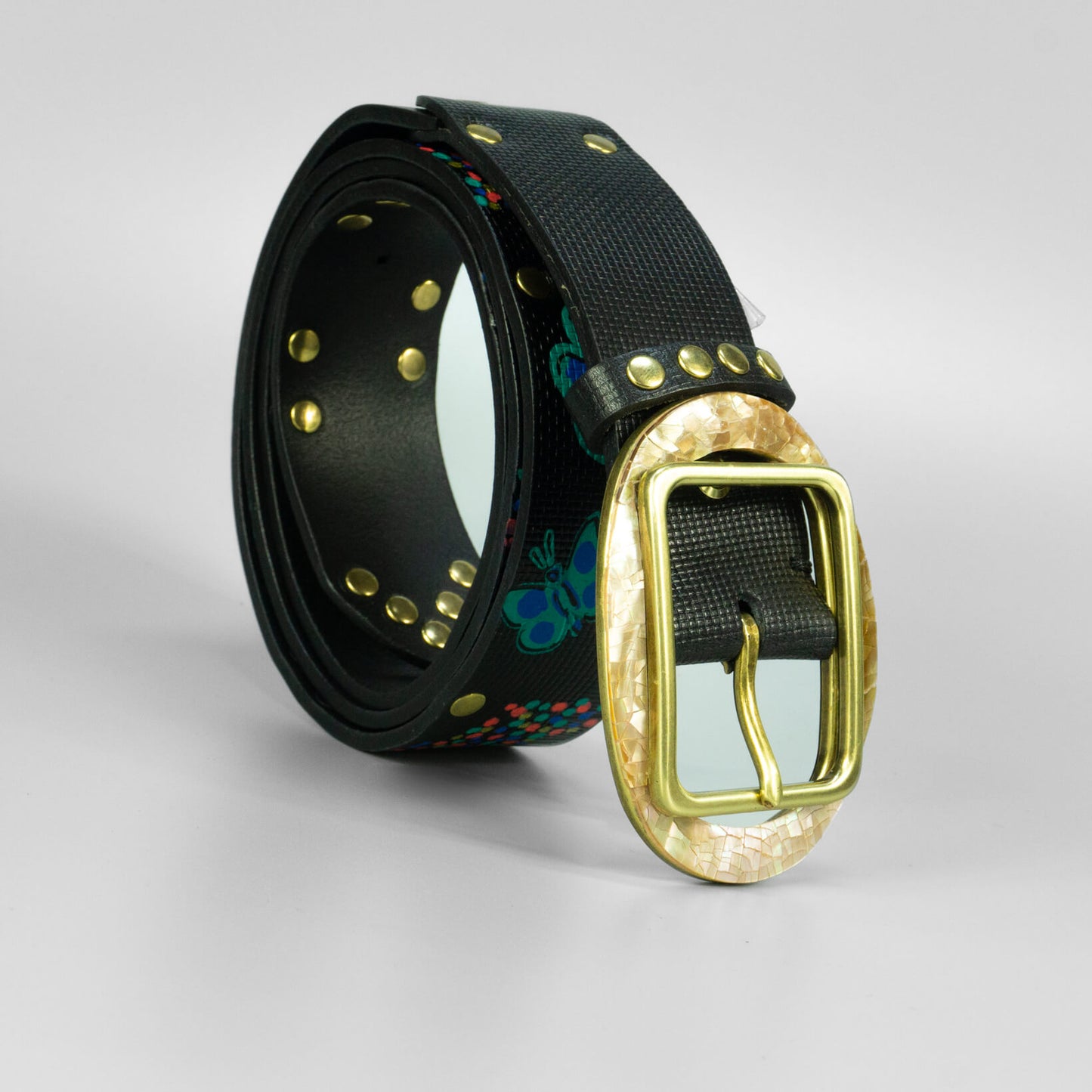 Ručne vyrobený dámsky kožený opasok do riflí "Garden"