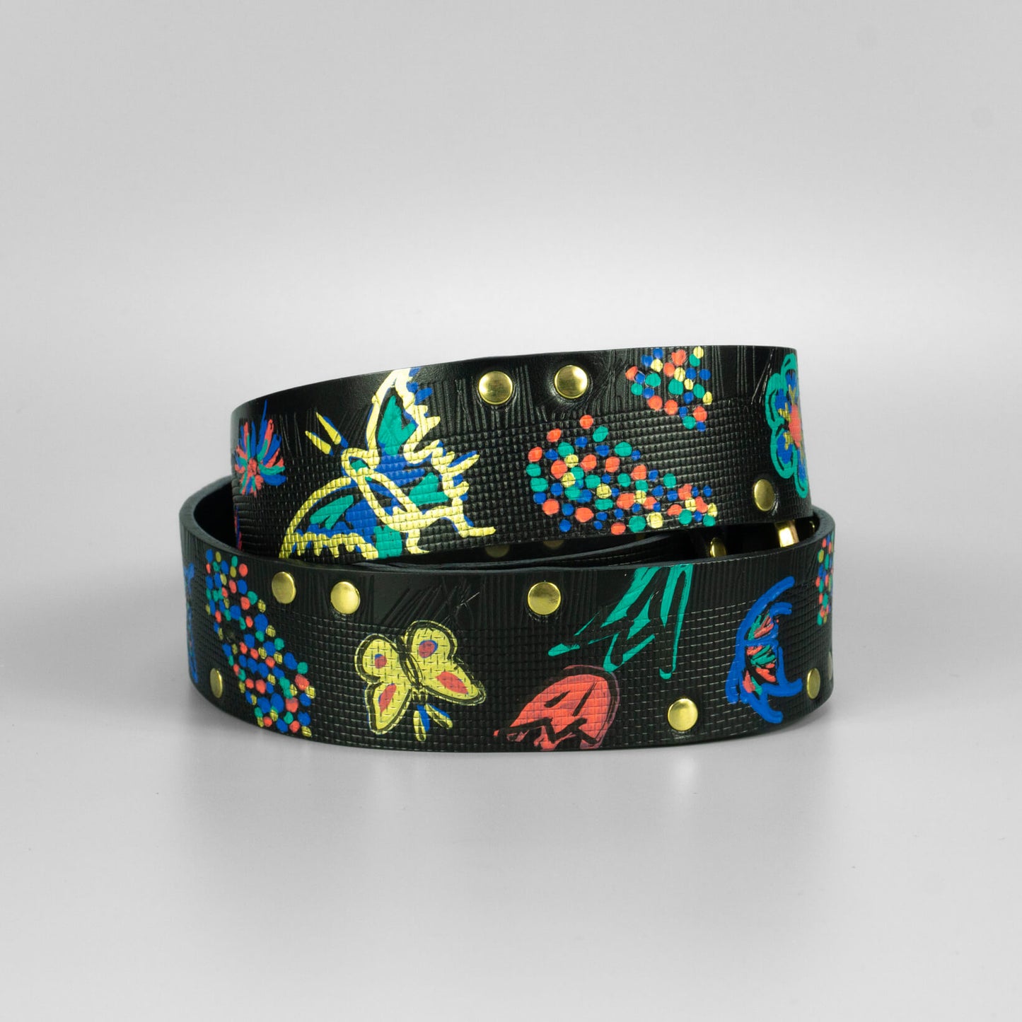 Ručne vyrobený dámsky kožený opasok do riflí "Garden"