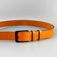 Oranžový pánsky kožený opasok do riflí "Flame" široký 3,5 cm