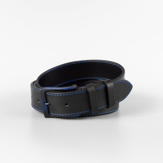 Čierny pánsky kožený opasok do riflí "Theodor" široký 3,5 cm