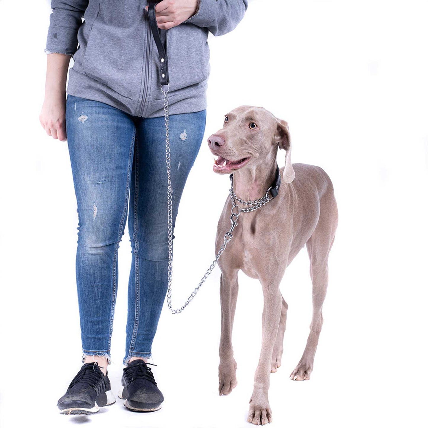Koženo-reťazové vodítko pre reťazové obojky