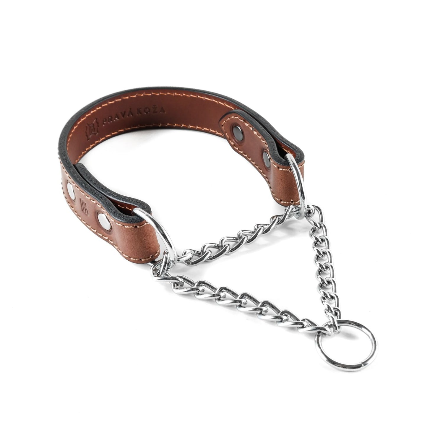 Koženo-reťazový obojok "Woodie" 3 cm