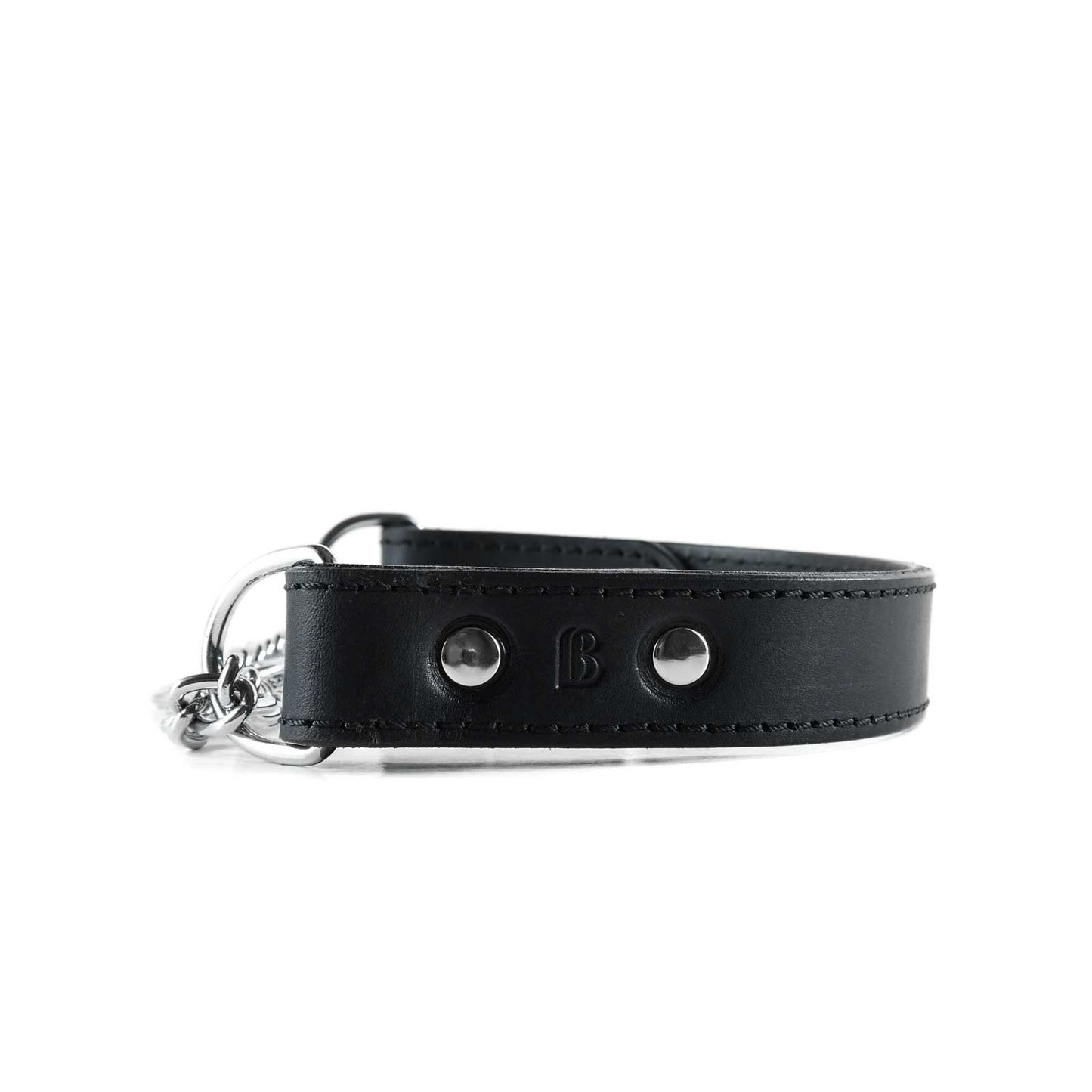 Koženo-reťazový obojok "Darkbloom" 3 cm