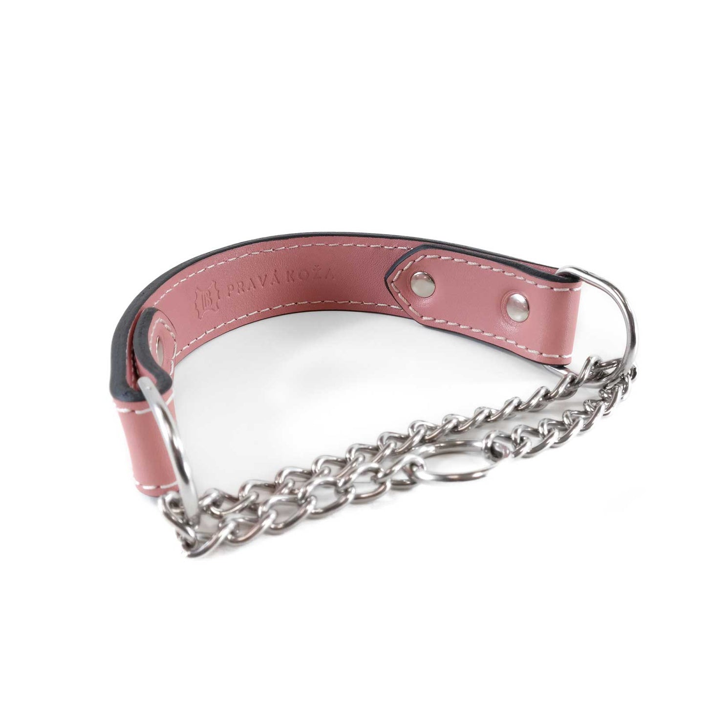 Koženo-reťazový obojok "Rose Flame" 3 cm