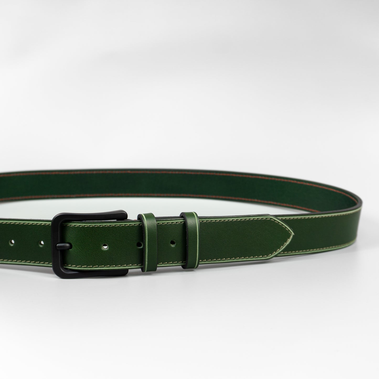 Zelený pánsky kožený opasok do riflí "Lucca" široký 3,5 cm