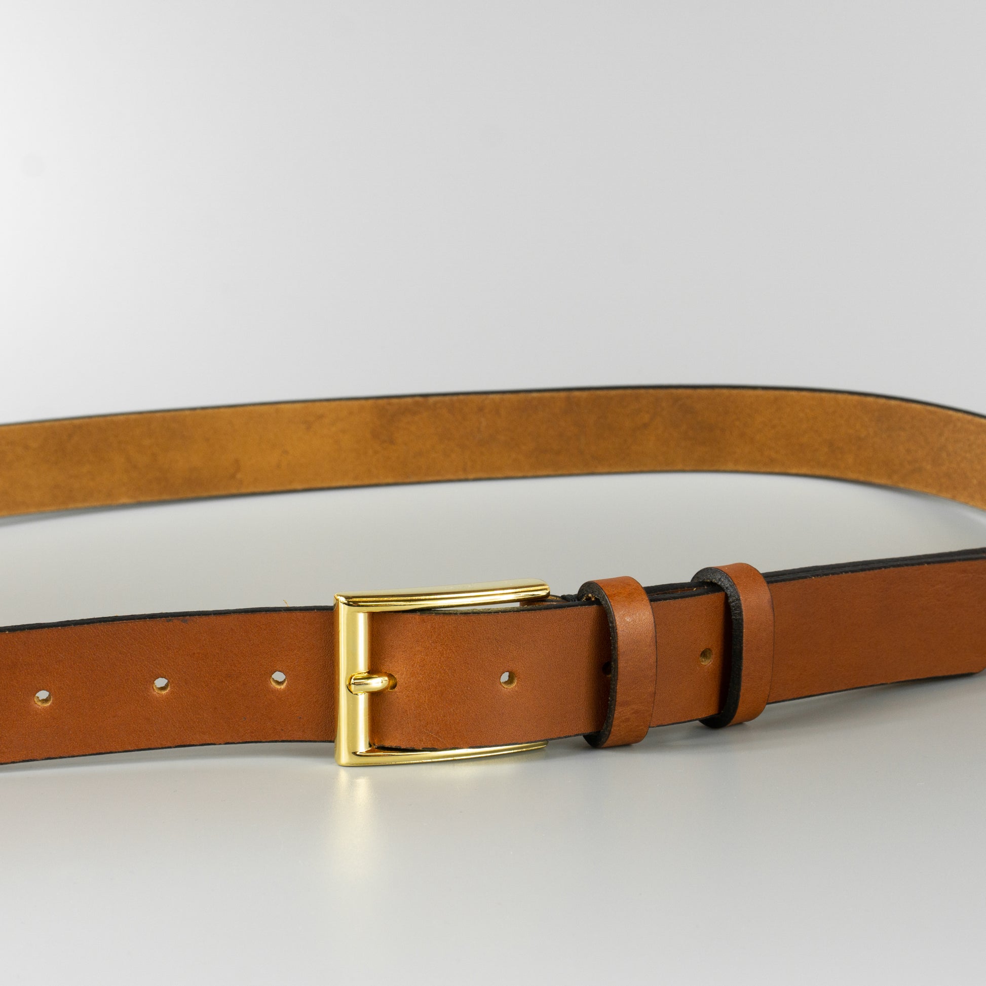 Hnedý pánsky kožený opasok do obleku "Brown gold" široký 3 cm