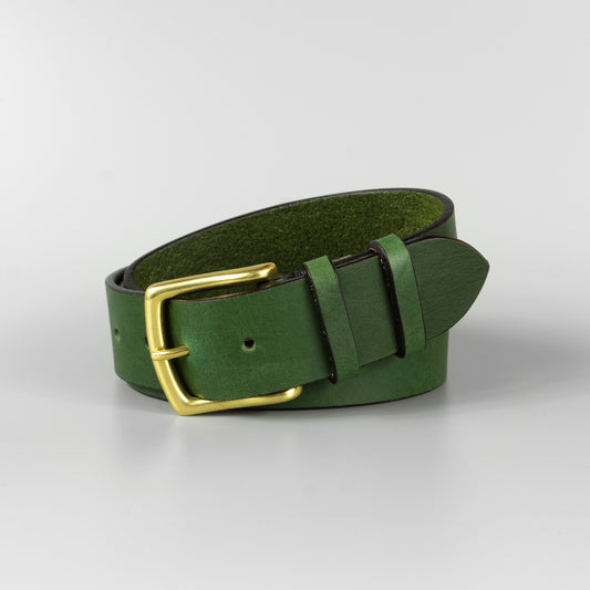 Zelený pánsky kožený opasok do riflí "Hunter" široký 4 cm