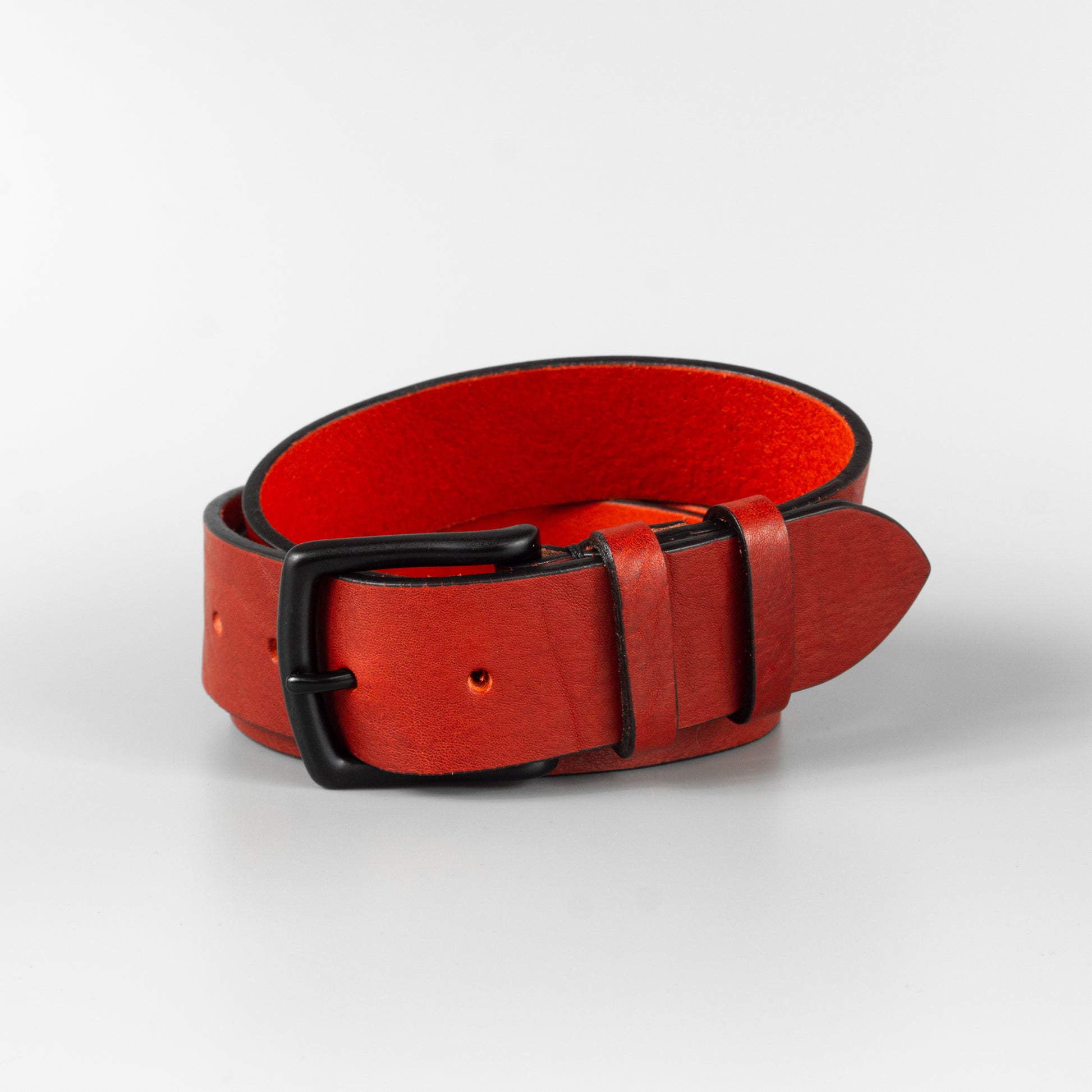 Červený pánsky kožený opasok do riflí "Red" široký 4 cm