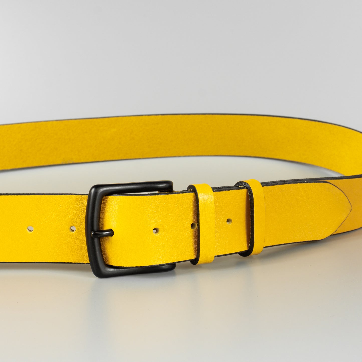 Žltý pánsky kožený opasok do riflí "Yellow" široký 4 cm